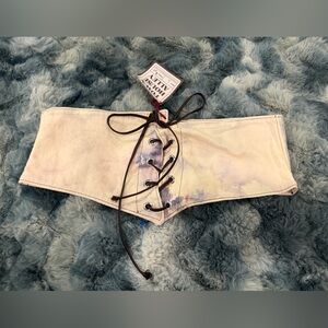 NWT Tie-Dye Bleached Tie-Up Corset Belt Top